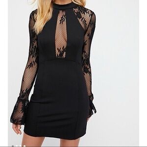 Free People Black Lace Mini Dress